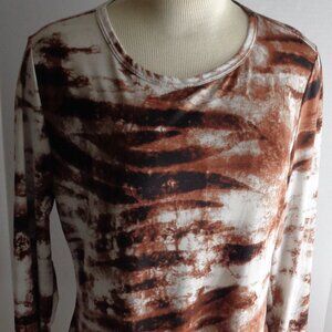 FASHION NOVA Brown Abstract Long Sleeve Bodysuit Size 2X NEW NWOT (AA)